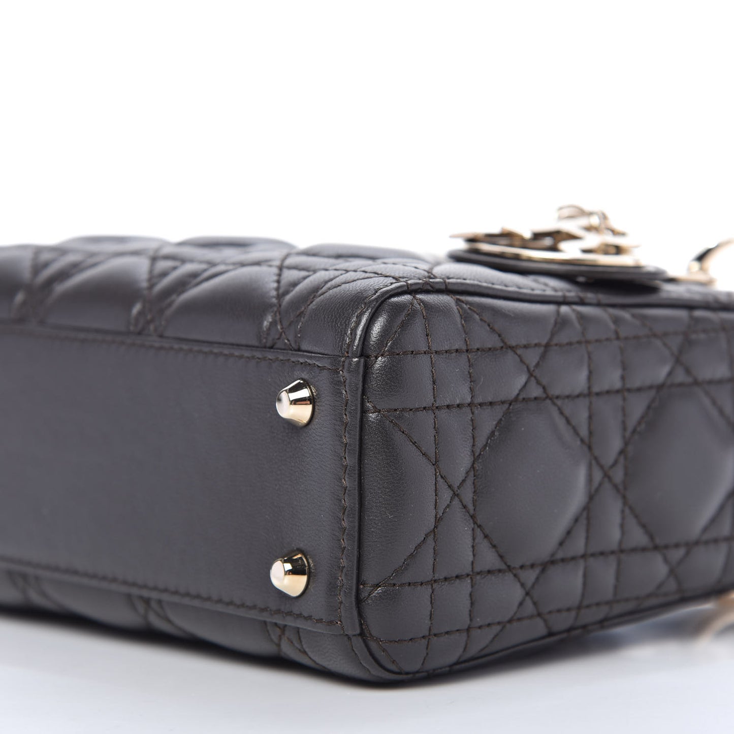 Lambskin Cannage Mini Lady Dior Dark Grey