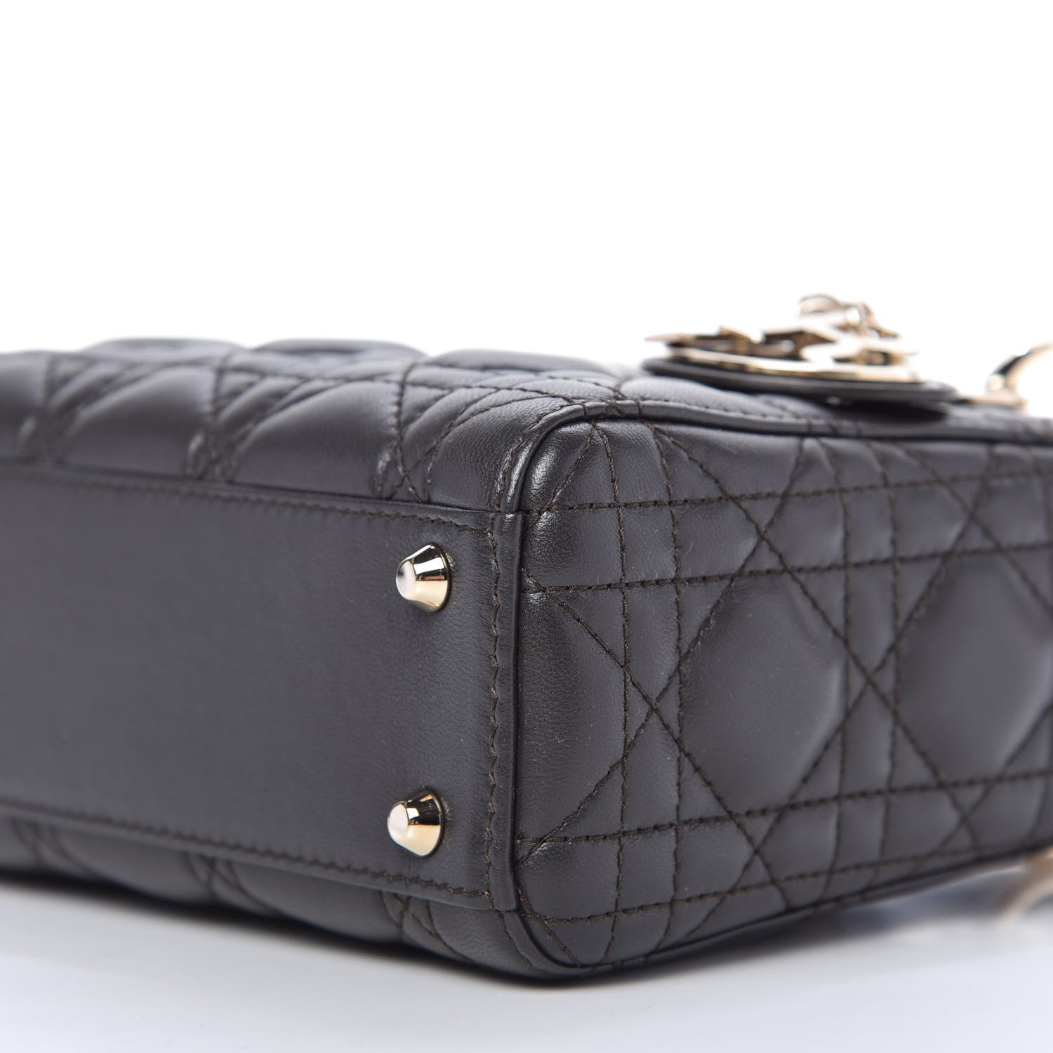 Christian Dior Lambskin Cannage Mini Lady Dior Dark Grey 7 of 10