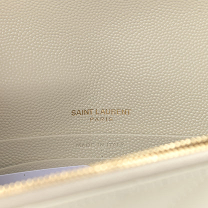 Saint Laurent Grain De Poudre Matelasse Chevron Monogram Envelope Chain Crema Soft 6 of 9