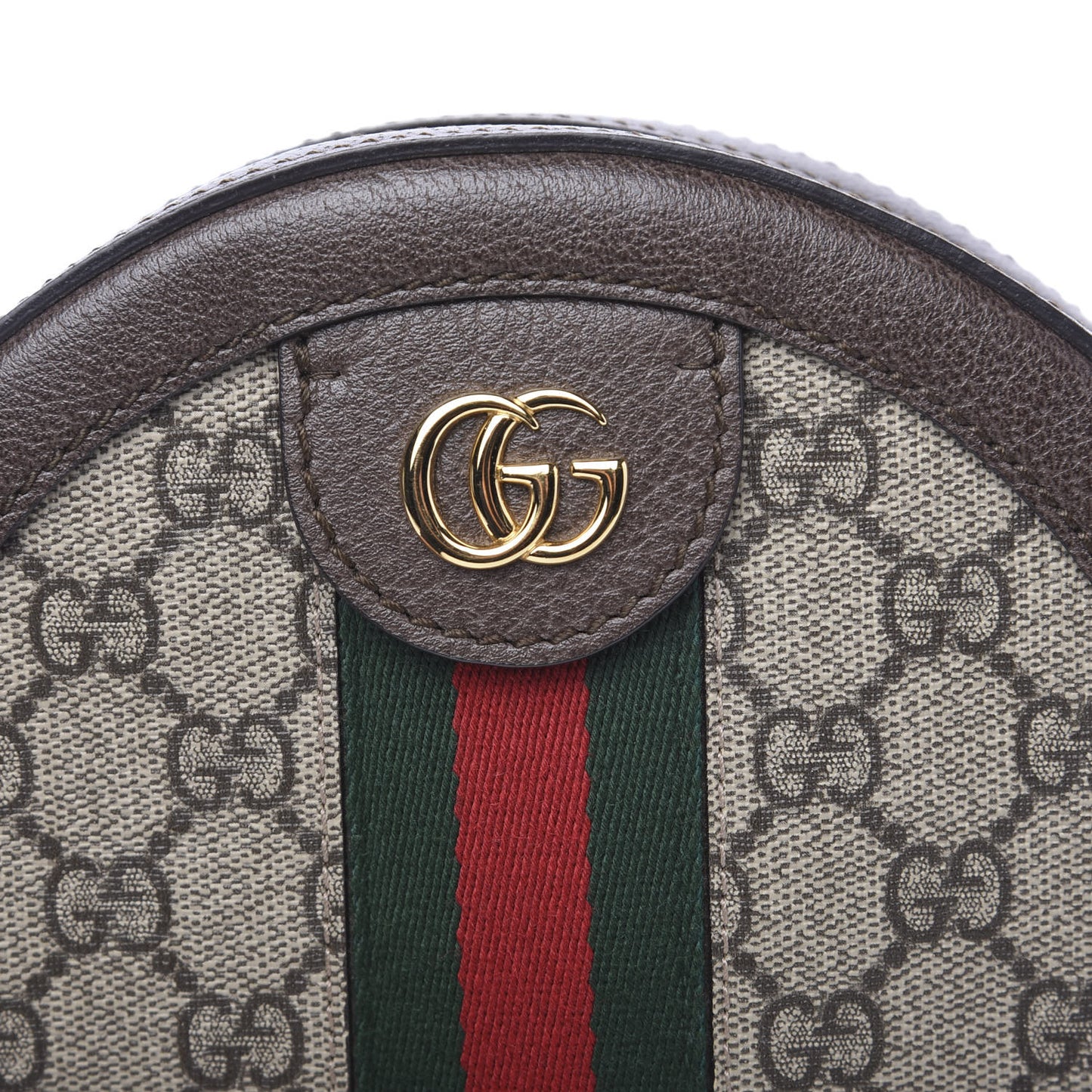 GG Supreme Monogram Web Mini Ophidia Round Shoulder Bag Brown