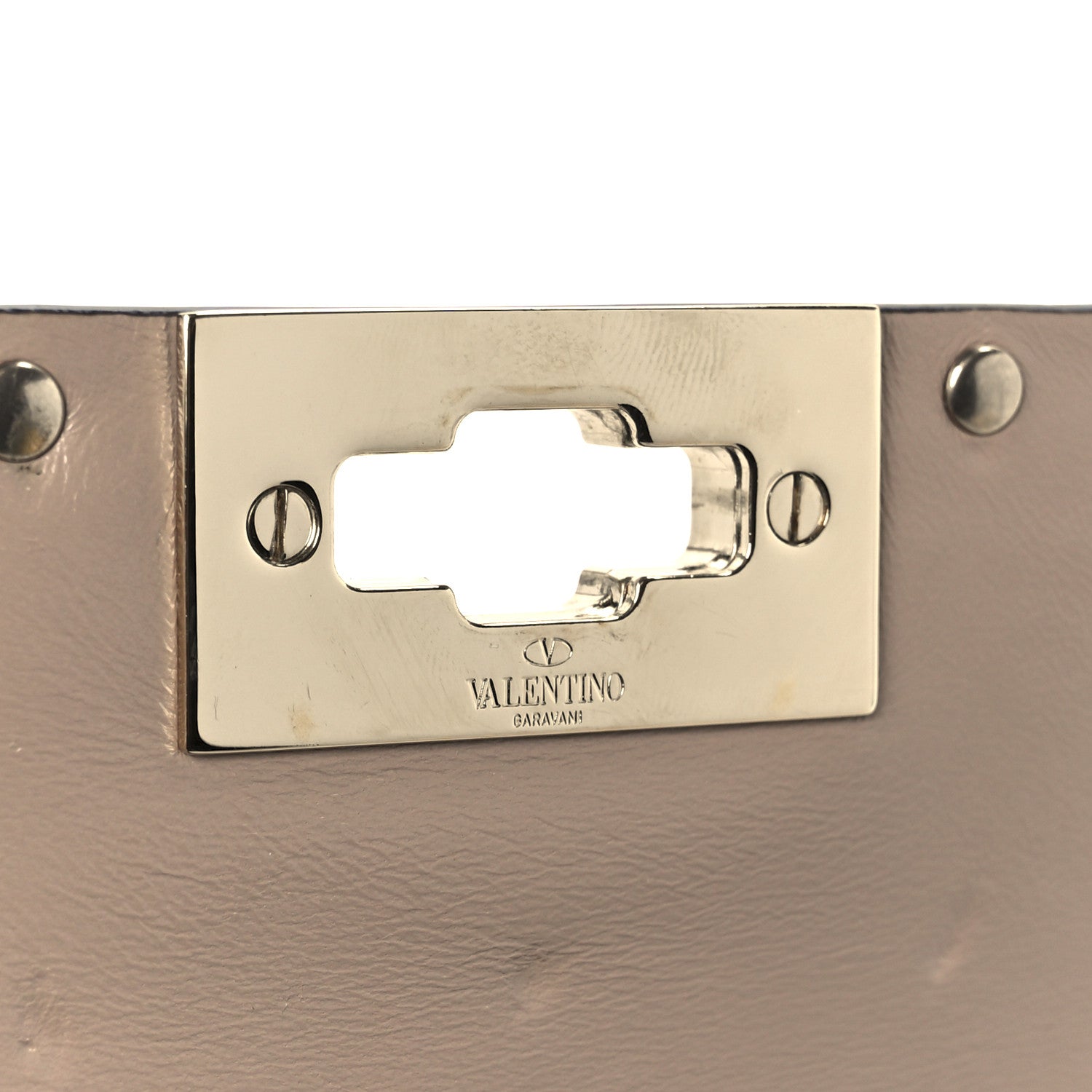 Valentino Garavani Lambskin Rockstud Spike Wallet on Chain Poudre 7 of 11