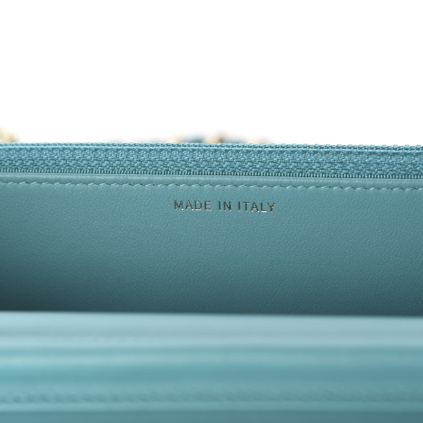 Lambskin Chevron Quilted Wallet On Chain WOC Turquoise