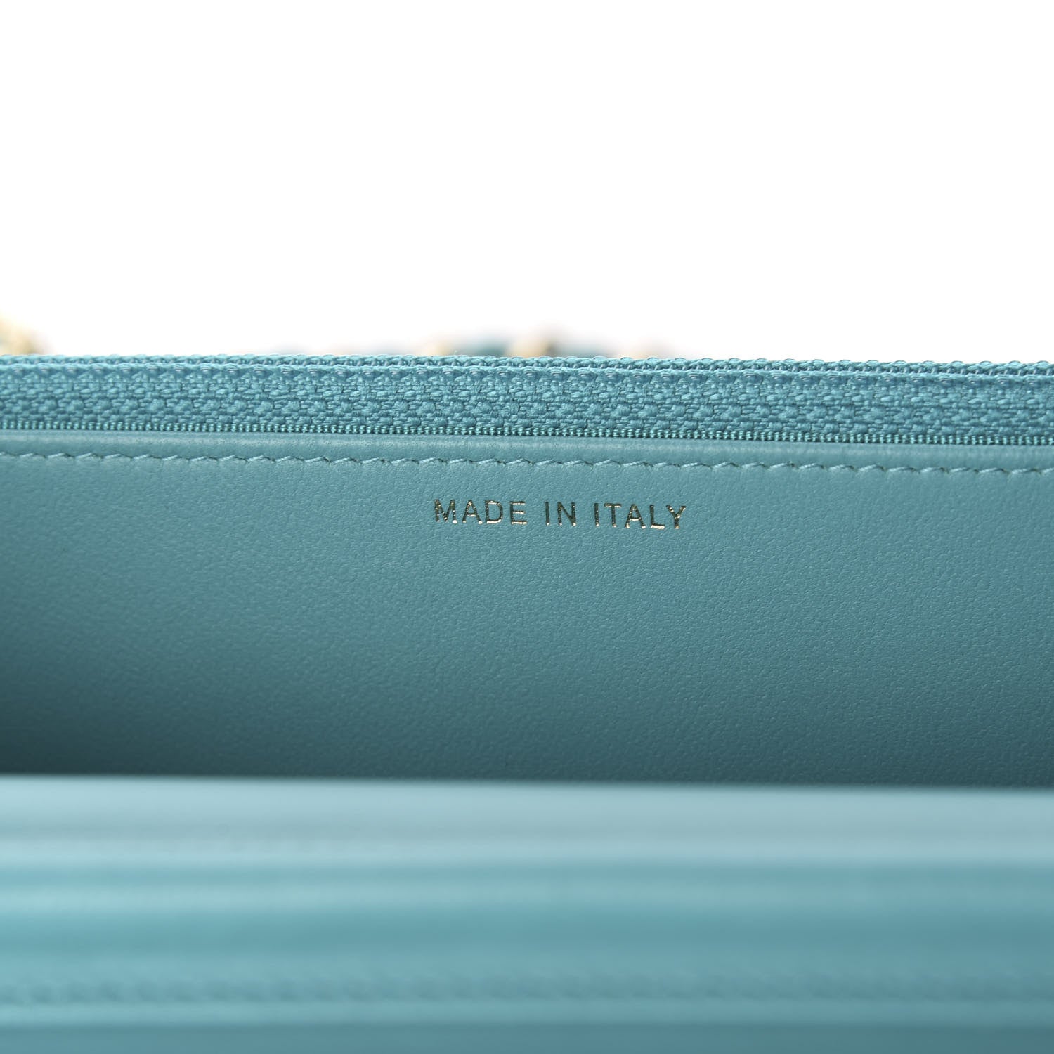 Chanel Lambskin Chevron Quilted Wallet On Chain WOC Turquoise 6 of 10