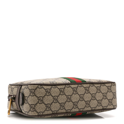 Gucci GG Supreme Monogram Textured Calfskin Web Small Cosmetic Case Beige Ebony New Acero 4 of 10