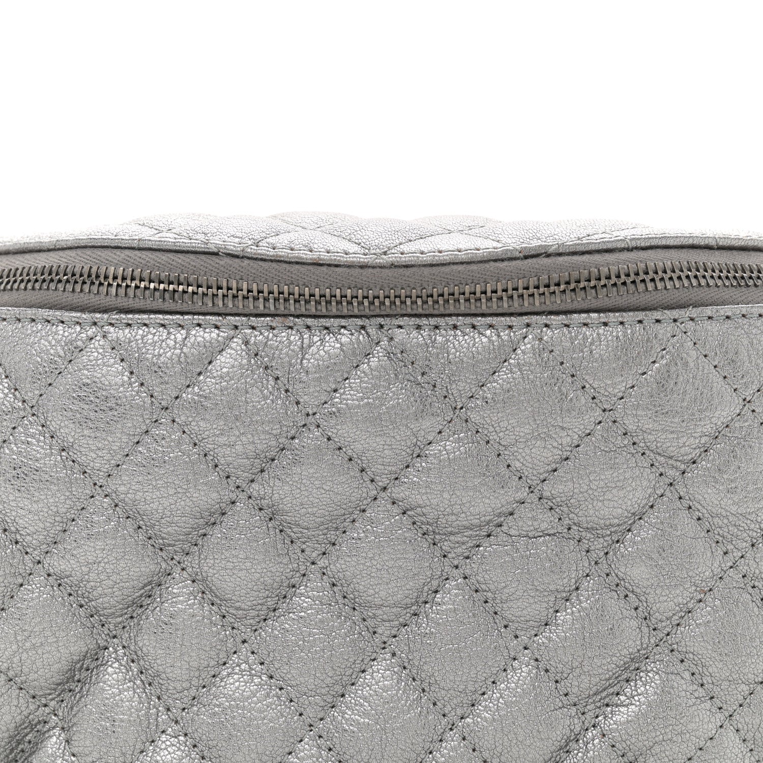 Chanel Metallic Calfskin Quilted Banane Waist Bag Fanny Pack Dark Silver 8 of 10