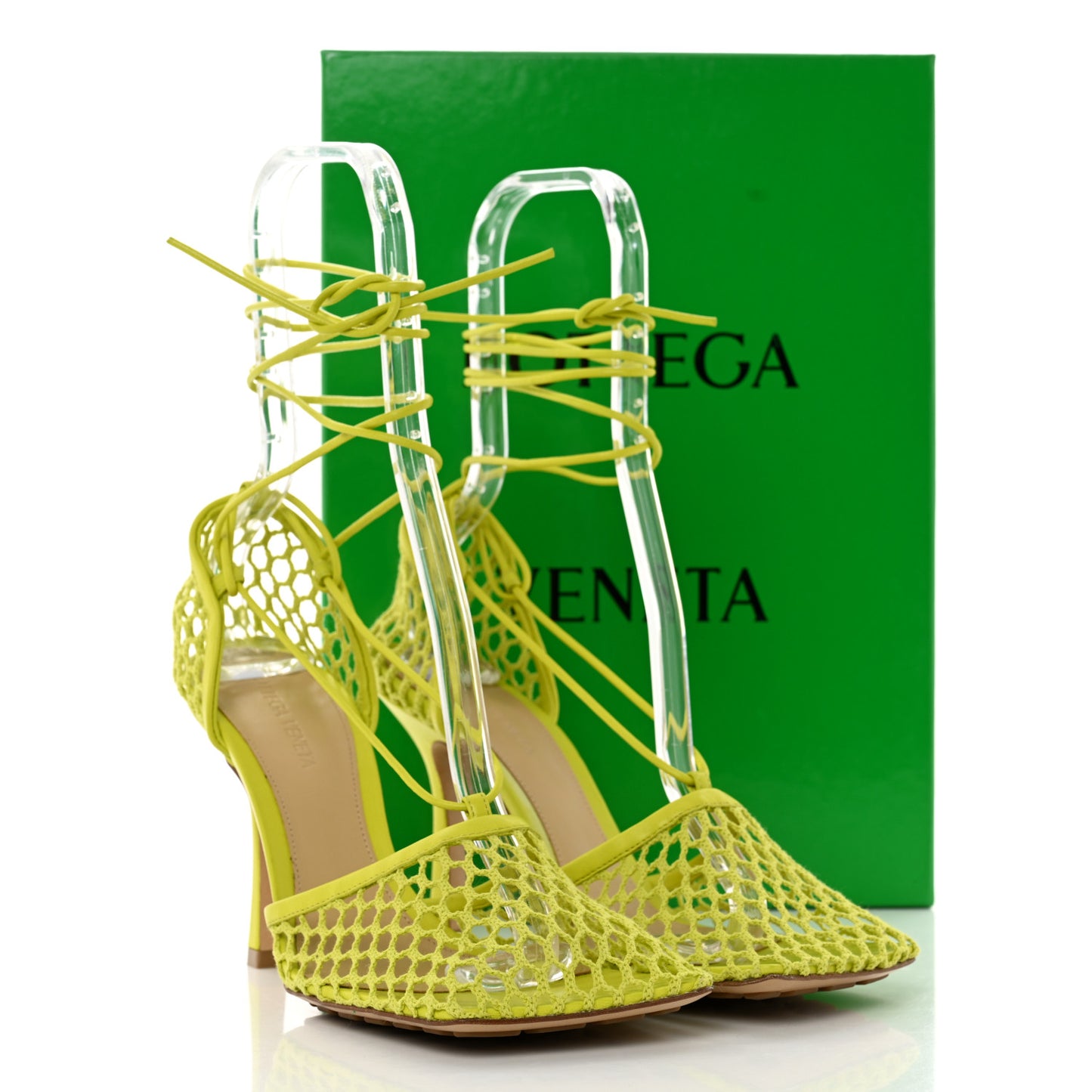 Mesh Nappa Stretch Ankle Tie Sandals 39 Kiwi