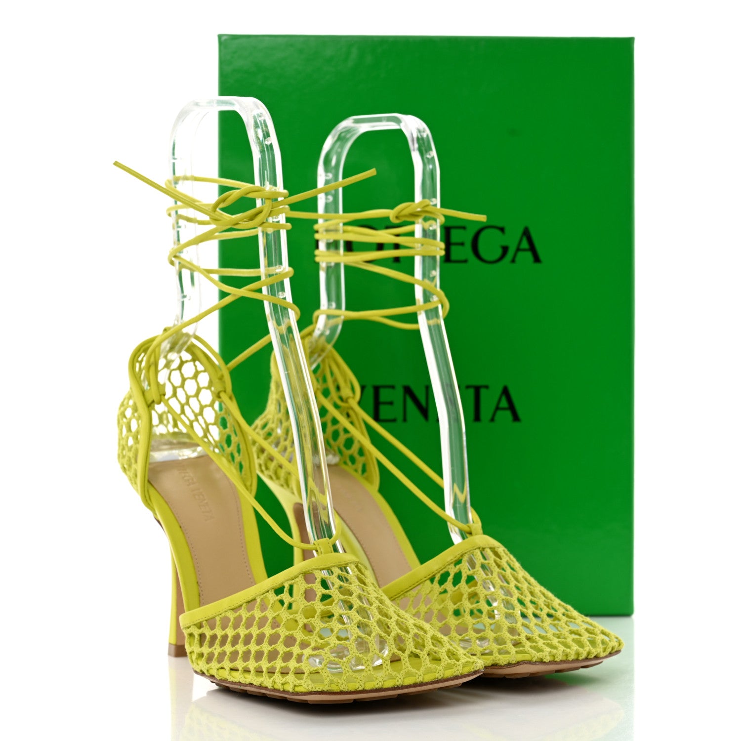 Bottega Veneta Mesh Nappa Stretch Ankle Tie Sandals 39 Kiwi 8 of 8