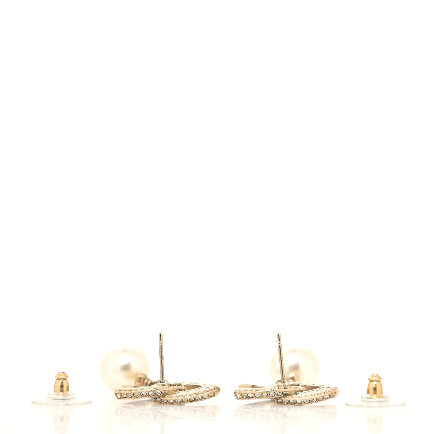 Crystal Textured CC Drop Earrings Gold