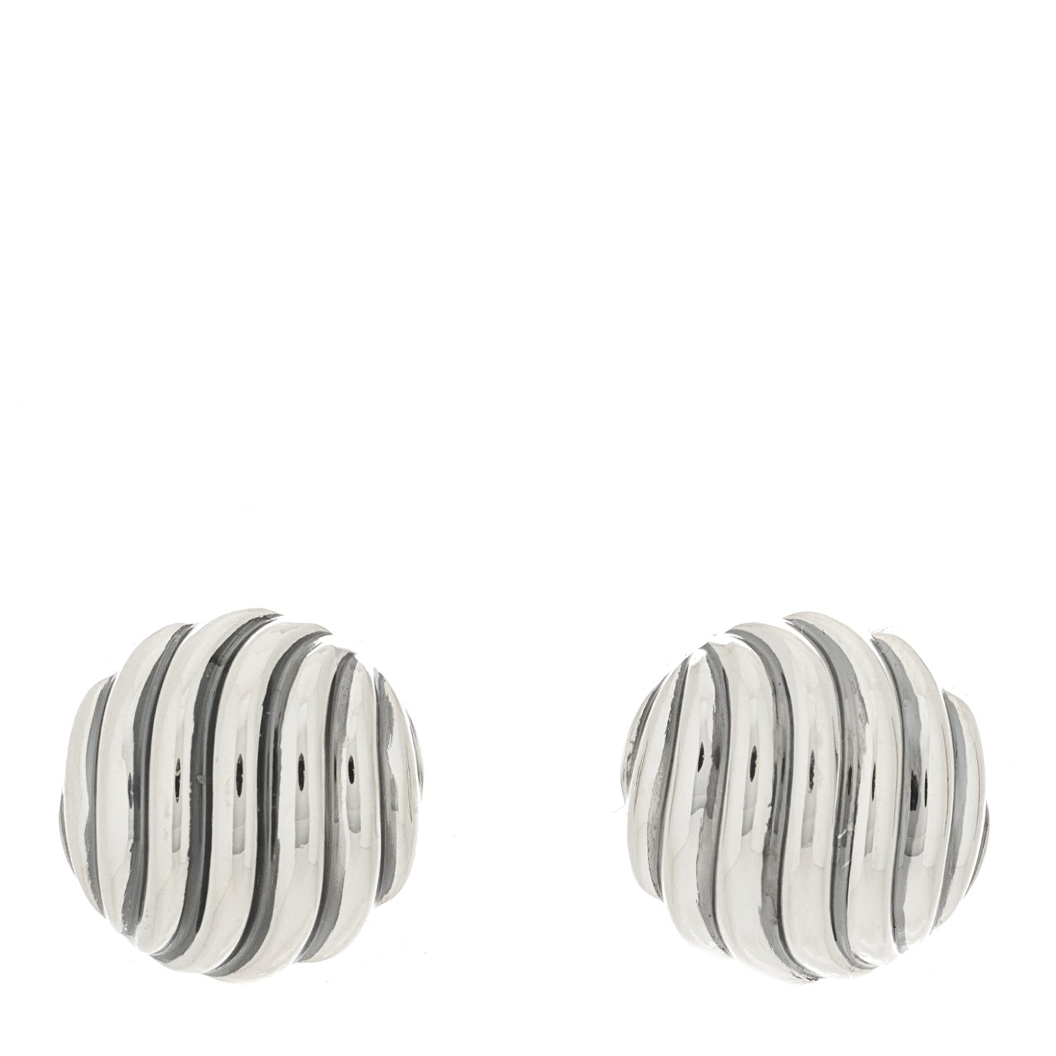 David Yurman Sterling Silver 14mm Sculpted Cable Stud Earrings 1 of 4