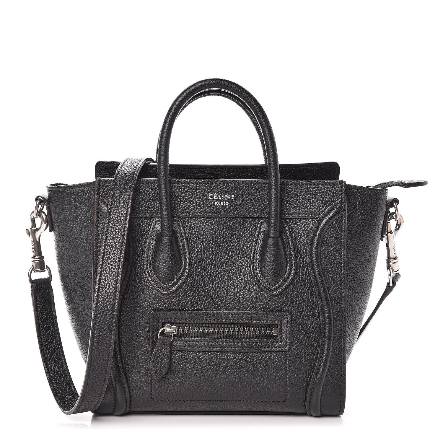 Celine Drummed Calfskin Nano Luggage Black 1 of 8