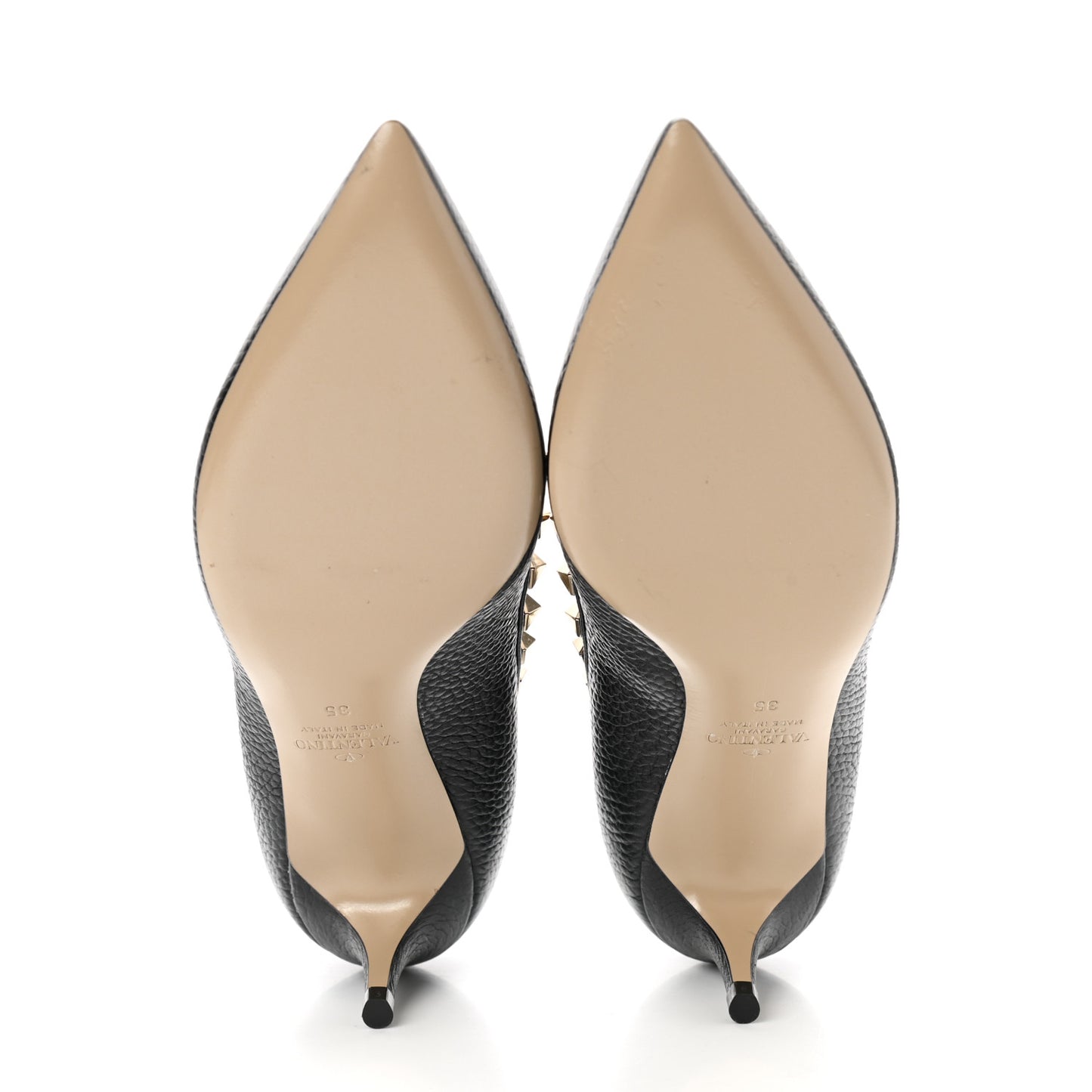 Pebbled Calfskin Rockstud 50mm Pumps 35 Black