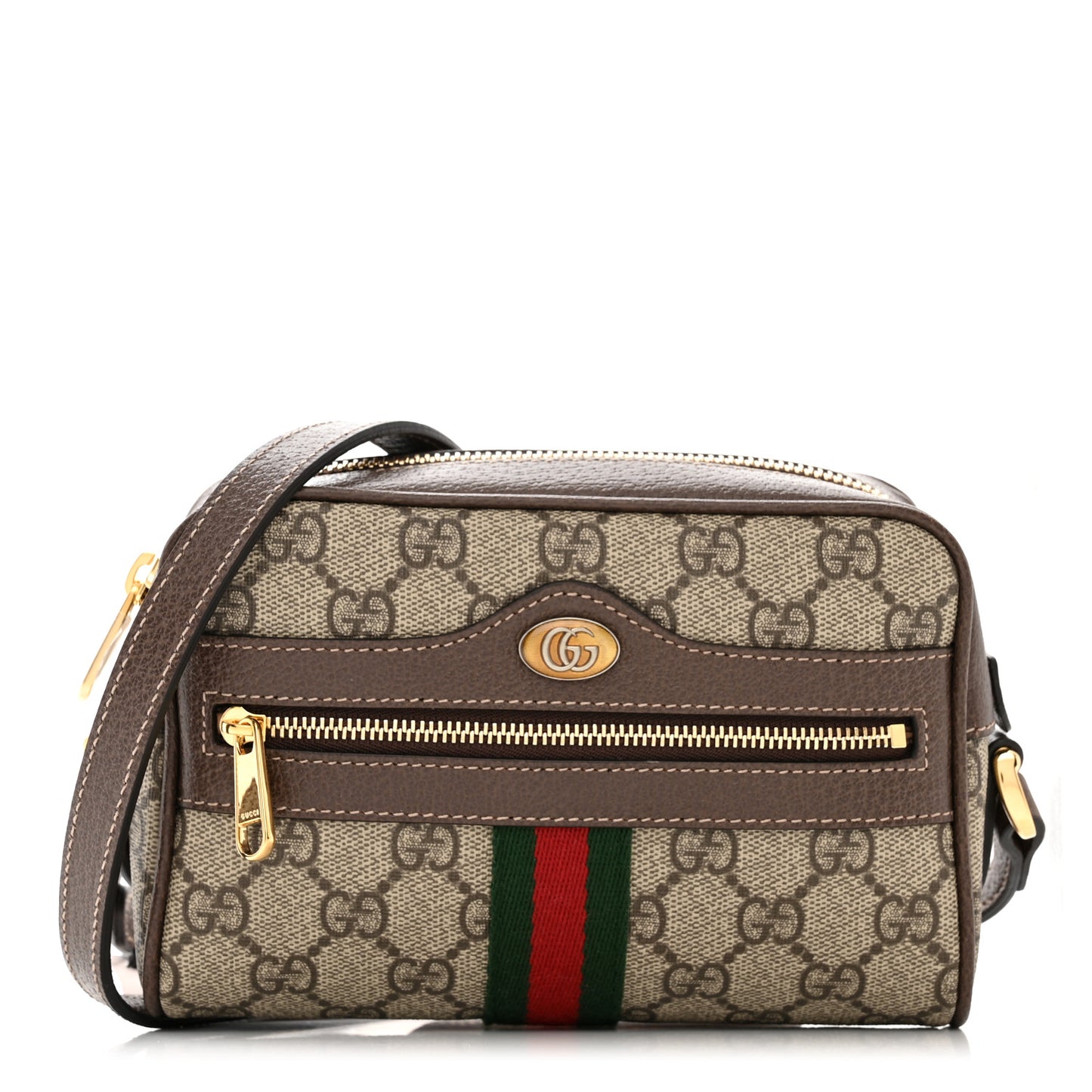 GG Supreme Monogram Web Mini Ophidia Shoulder Bag Brown