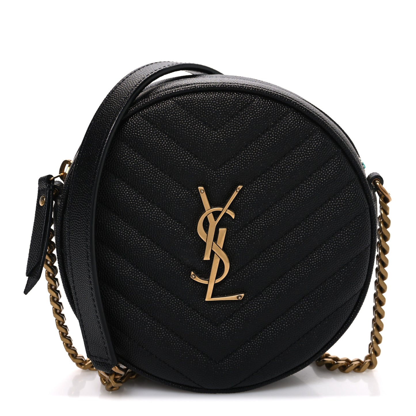 Grain De Poudre Matelasse Chevron Quilted Round Vinyle Camera Bag Black
