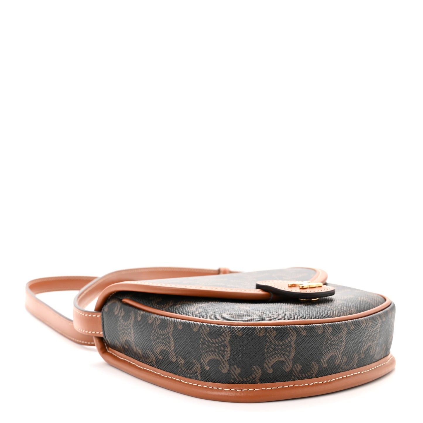 Canvas Calfskin Triomphe Mini Besace Tan