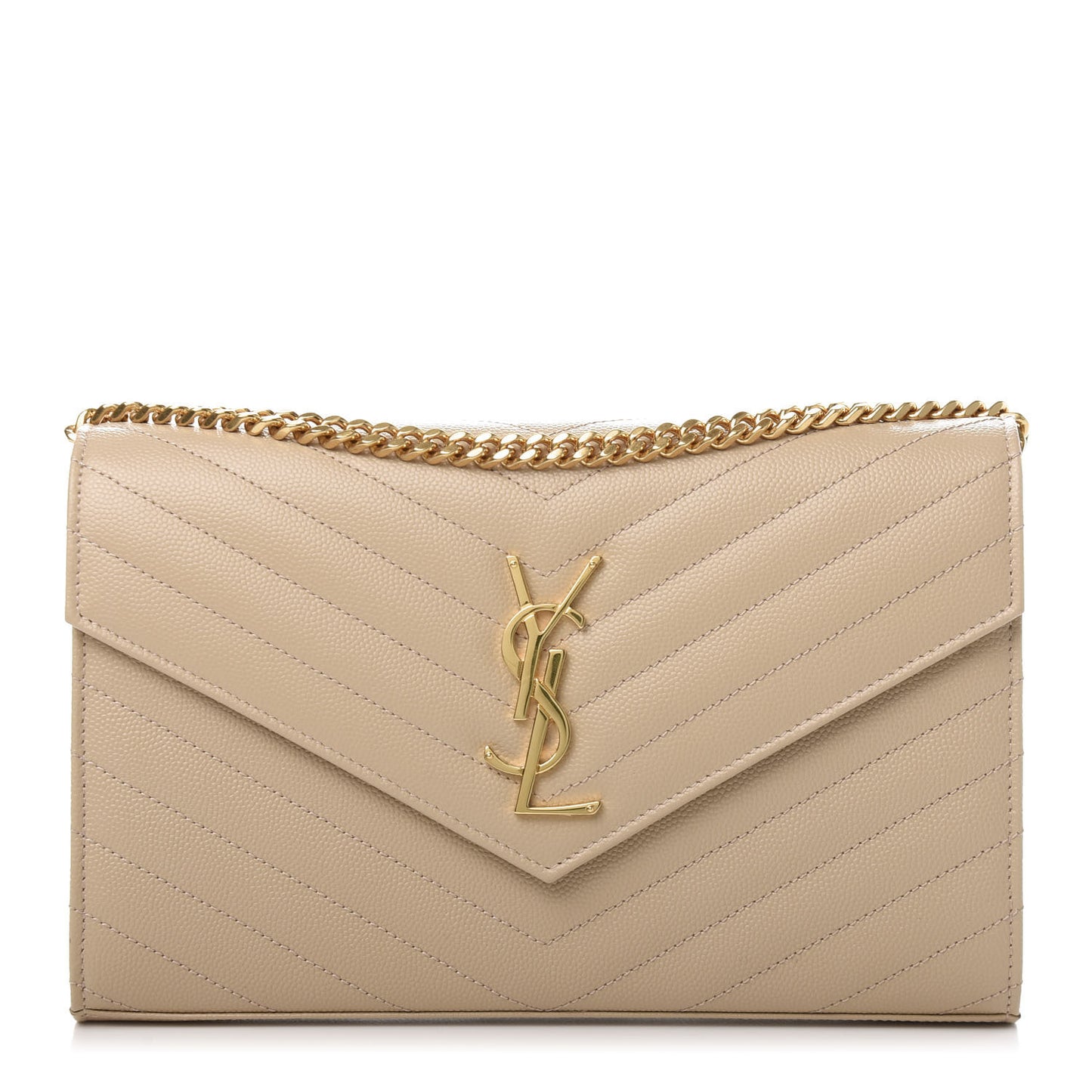 Grain De Poudre Matelasse Chevron Monogram Chain Wallet Nude Powder