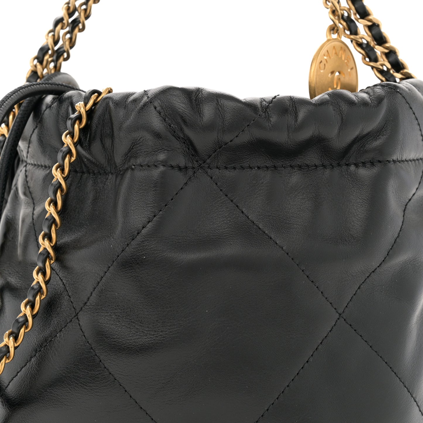 Shiny Calfskin Quilted Mini Chanel 22 Black