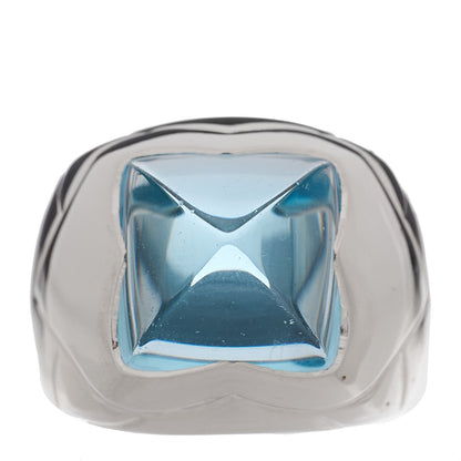 Bulgari 18K White Gold Aquamarine Pyramide Ring 55 7.25 1 of 6