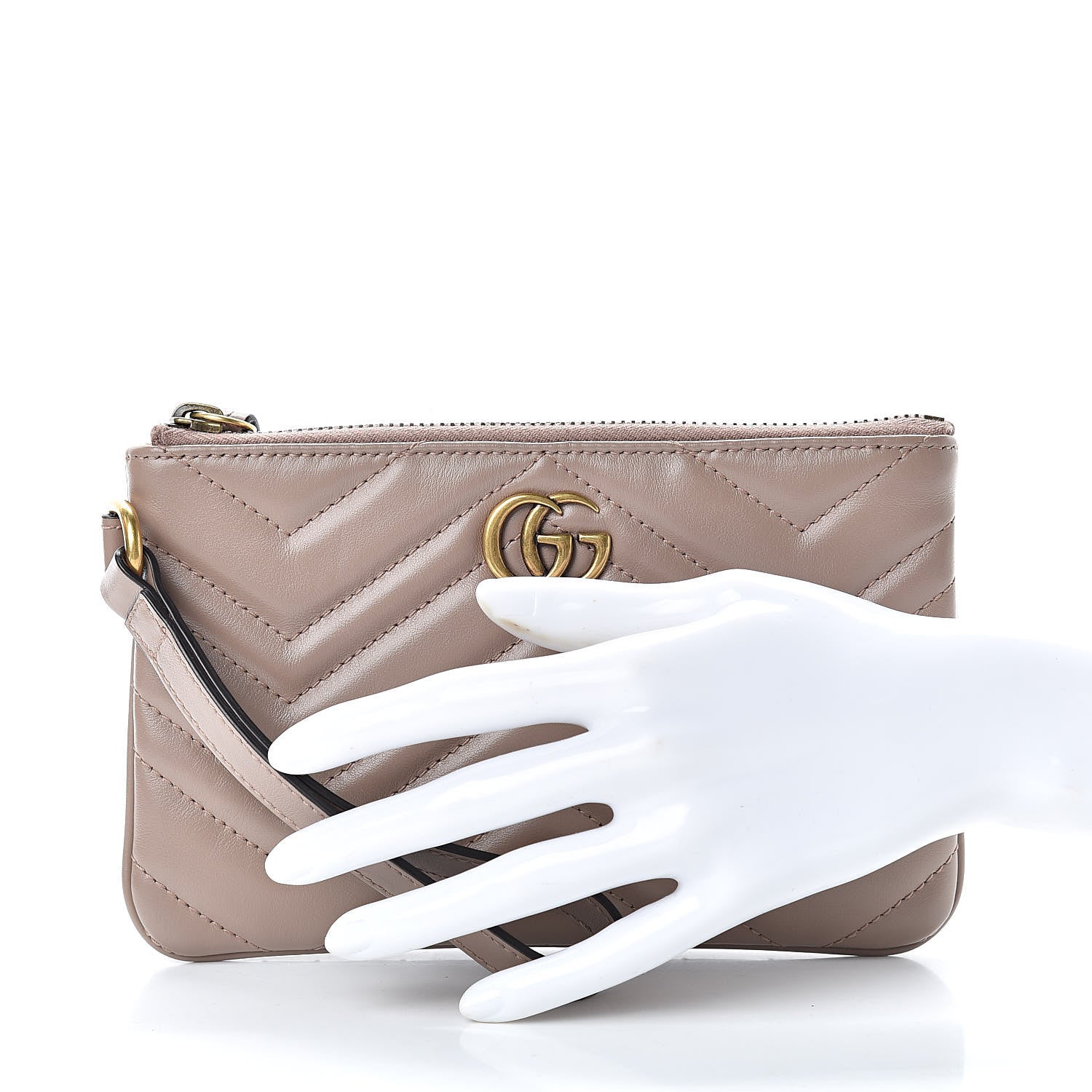 Gucci Calfskin Matelasse GG Marmont Wrist Wallet Porcelain Rose 2 of 7