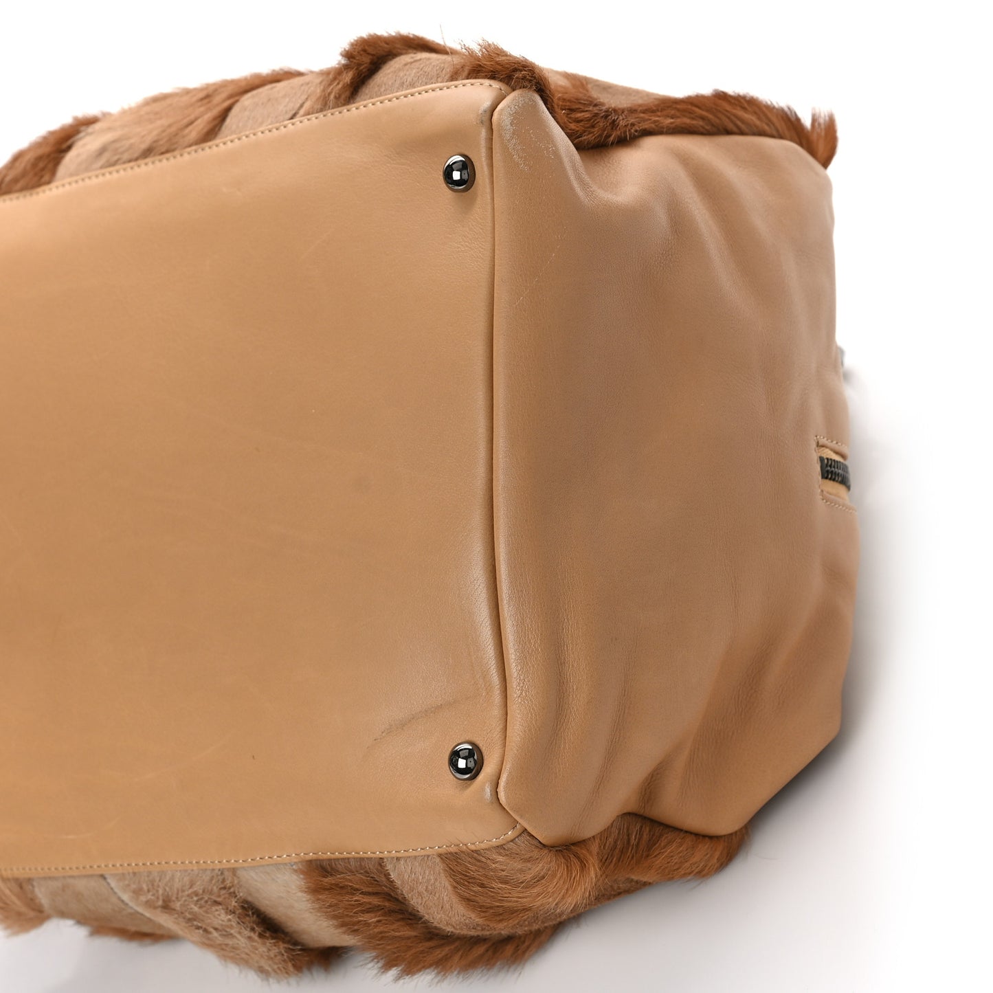 Lambskin Pony Hair Tote Dark Beige