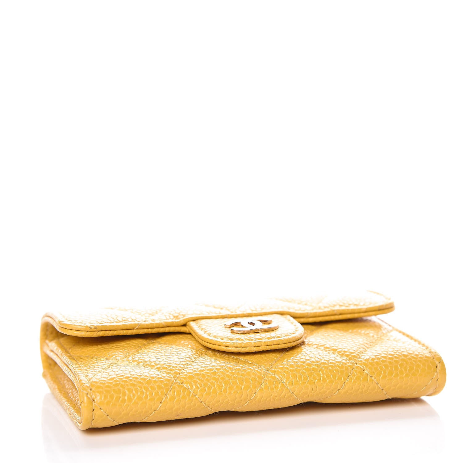 Chanel Caviar Quilted Flap Card Holder Yellow 4 of 9