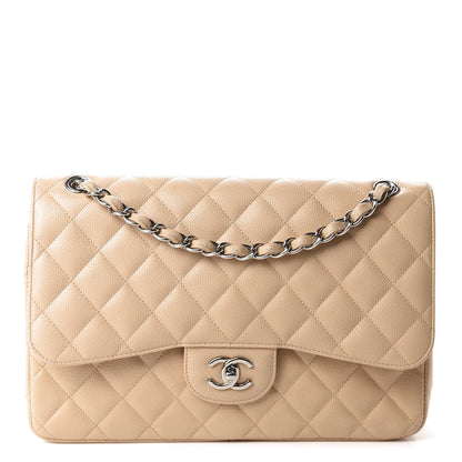 Chanel Caviar Quilted Jumbo Double Flap Light Beige 1 of 11