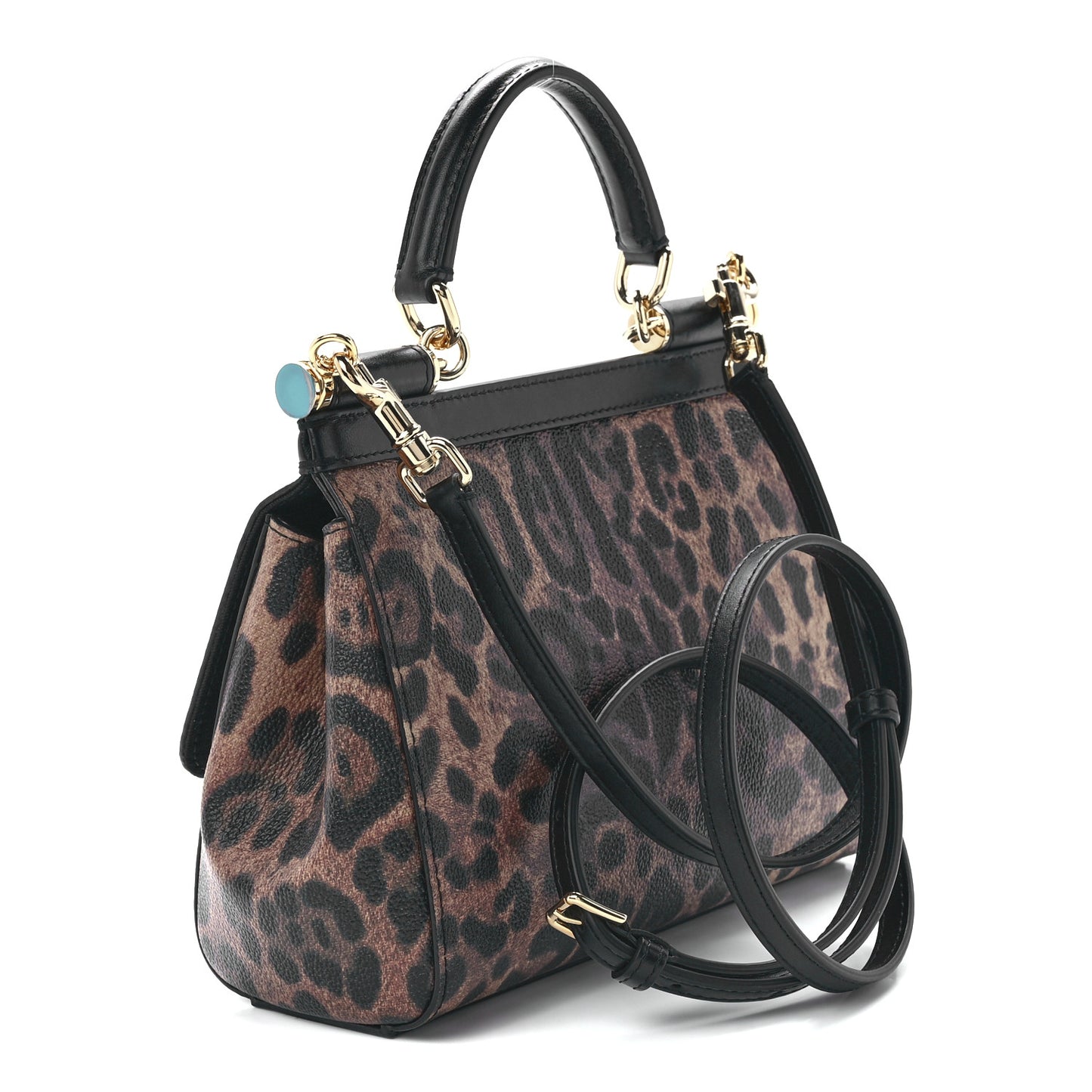 Dauphine Leopard Print Mini Miss Sicily Satchel Black