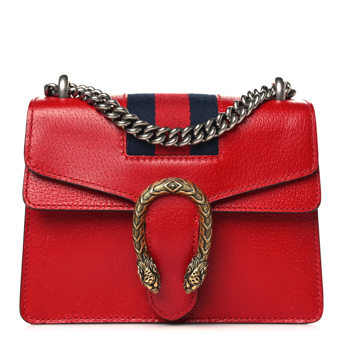 Textured Calfskin Web Mini Dionysus Shoulder Bag Hibiscus Red