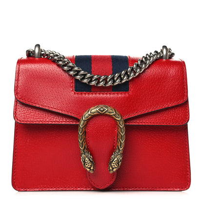 Gucci Textured Calfskin Web Mini Dionysus Shoulder Bag Hibiscus Red 1 of 9