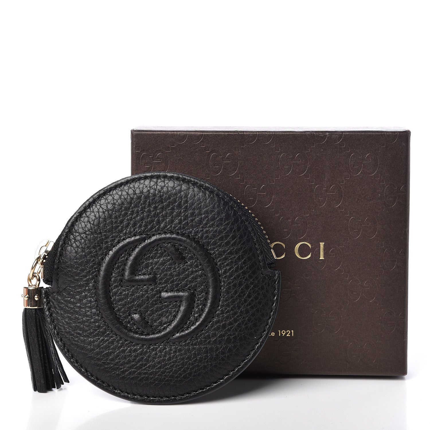 Gucci Pebbled Calfskin Round Coin Purse Black 7 of 7