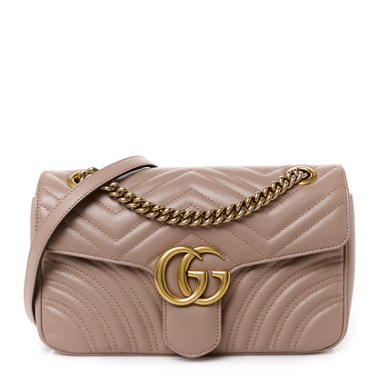 Gucci Calfskin Matelasse Small GG Marmont Shoulder Bag Porcelain Rose 1 of 11
