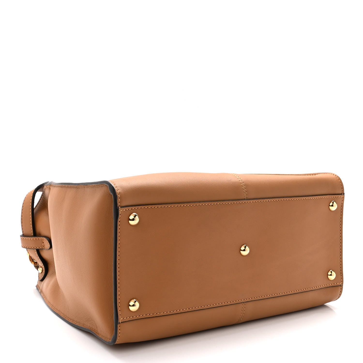 Fendi Vitello Seta Light Century Shearling FF 1974 Medium Peekaboo X-Lite Nocciolo Ebano Tobacco 4 of 9