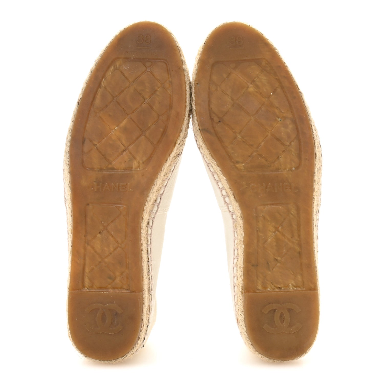 Chanel Lambskin CC Espadrilles 38 White Black 6 of 10