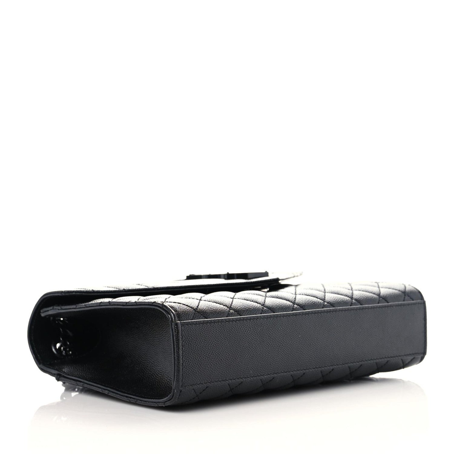 Saint Laurent Grain De Poudre Textured Mixed Matelasse Triquilt Medium Monogram Satchel Black 4 of 9