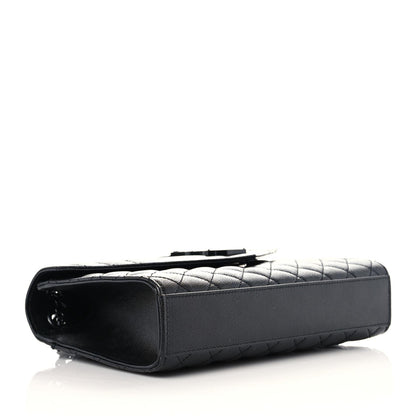 Saint Laurent Grain De Poudre Textured Mixed Matelasse Triquilt Medium Monogram Satchel Black 4 of 9