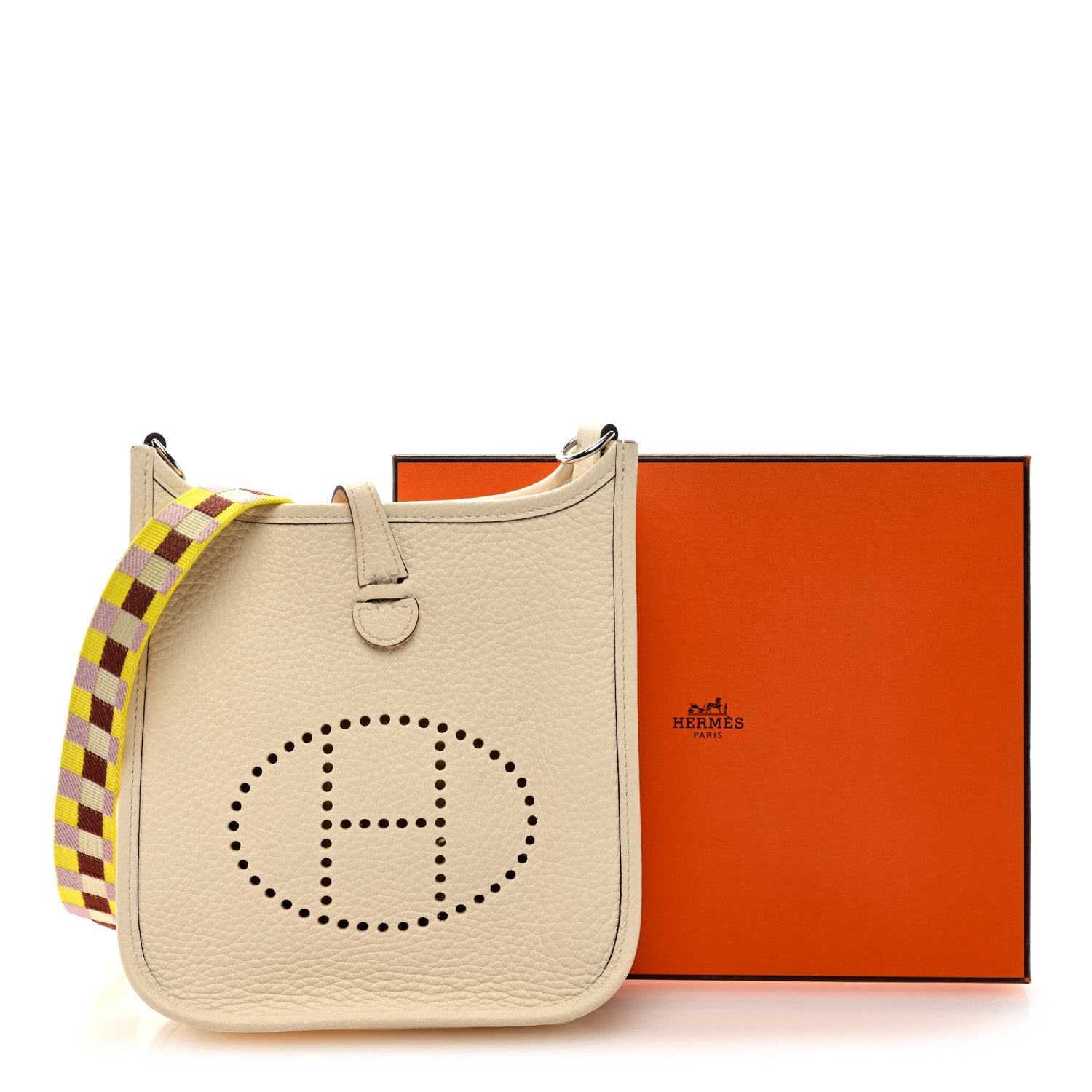 Hermes Taurillon Clemence Maxi Quadrille Evelyne TPM Nata Citron Rouge H Mauve Sylvestre 9 of 9