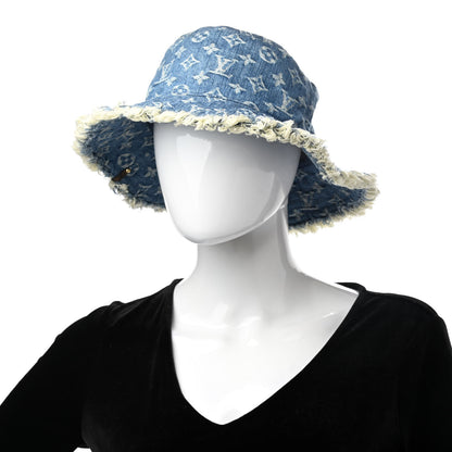 Louis Vuitton Monogram Denim Fringe Bob Bucket Hat M Blue 2 of 8