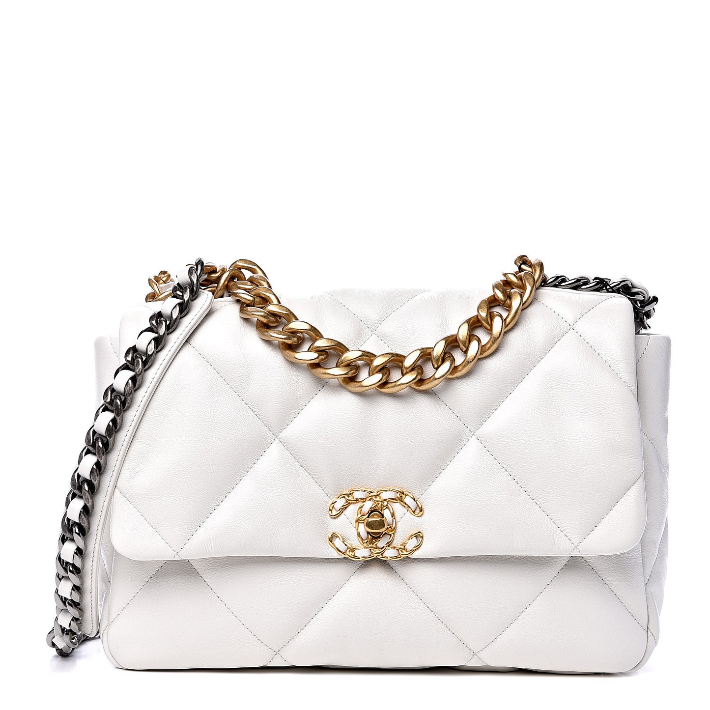 Goatskin Quilted Large 19 Flap White