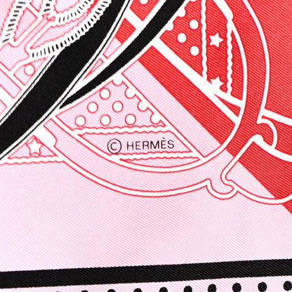 Hermes Silk Grand Manege Cut Bandana Love Scarf 70 Rouge Rose Black 4 of 6