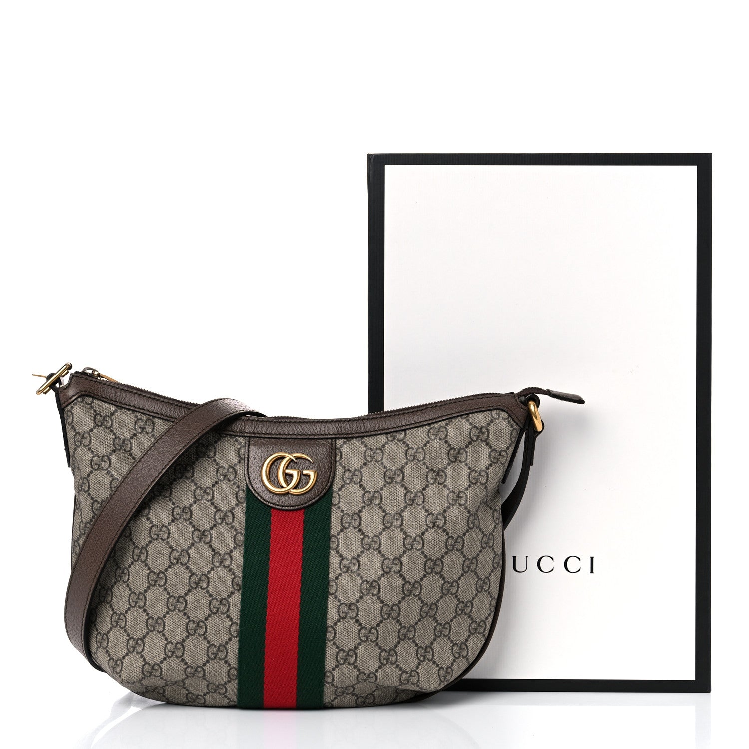 Gucci GG Supreme Monogram Web Small Ophidia Half Moon Hobo Brown 16 of 16