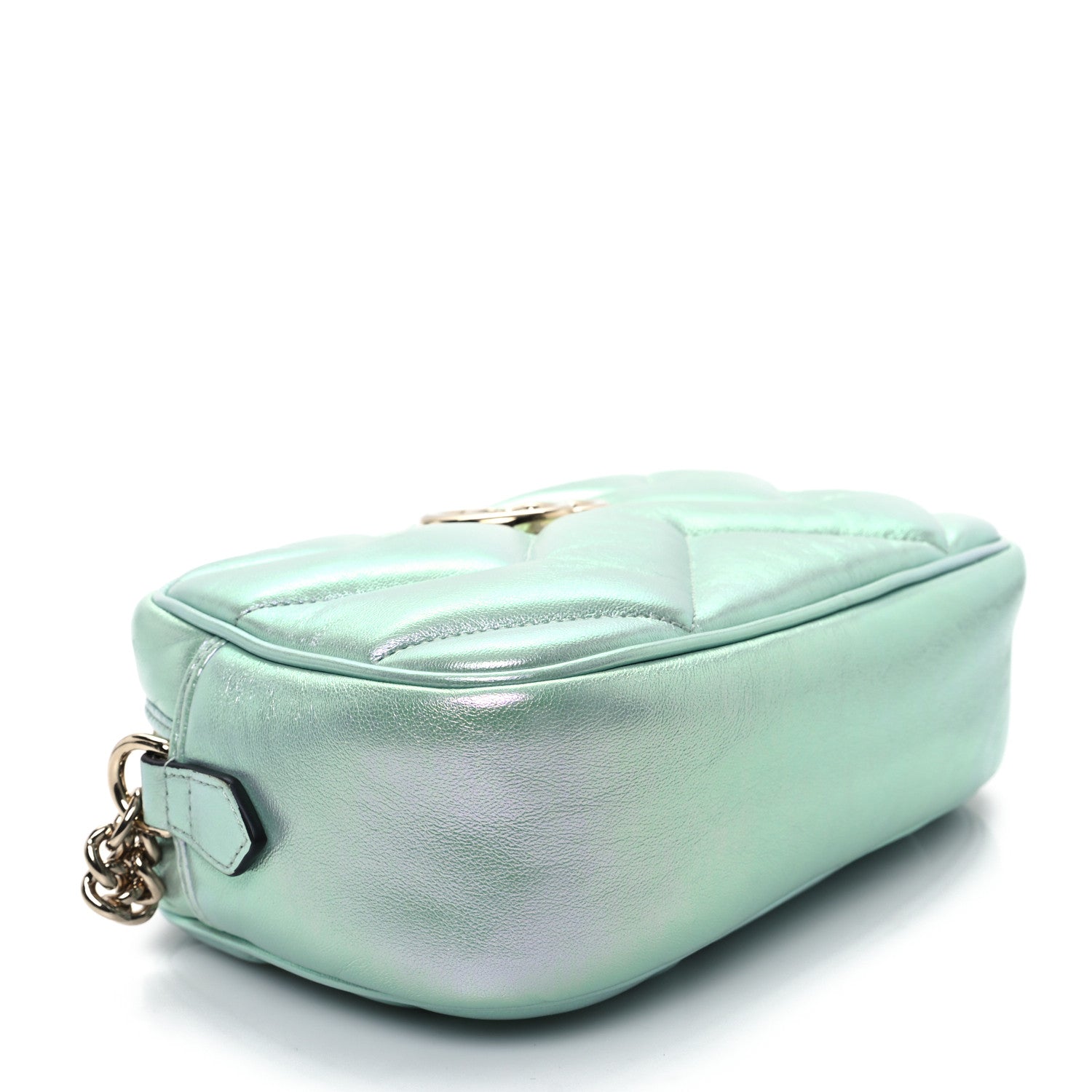 Gucci Iridescent Nappa Chevron Matelasse Small GG Marmont Chain Shoulder Bag Iridescent Salvy Green 4 of 10