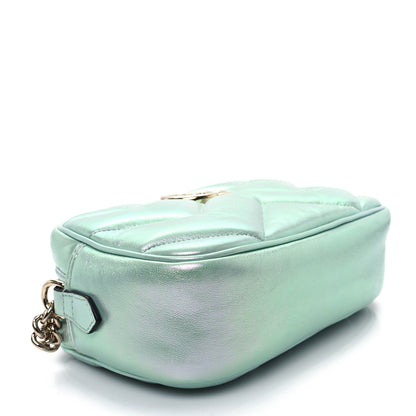 Gucci Iridescent Nappa Chevron Matelasse Small GG Marmont Chain Shoulder Bag Iridescent Salvy Green 4 of 10