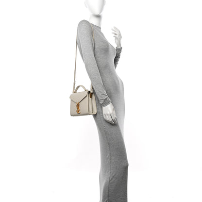 Saint Laurent Grain de Poudre Mini Classic Monogram Cassandra Top Handle Vintage White 2 of 12