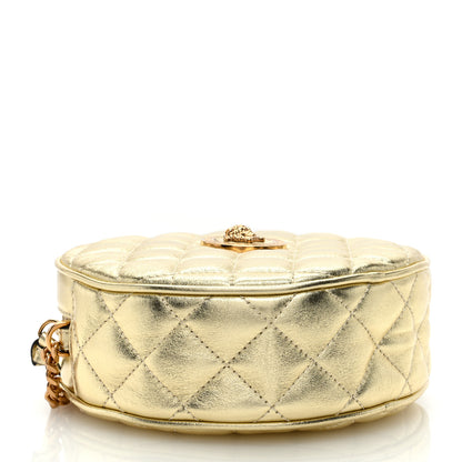 Versace Metallic Nappa Quilted La Medusa Round Camera Bag Gold 4 of 9