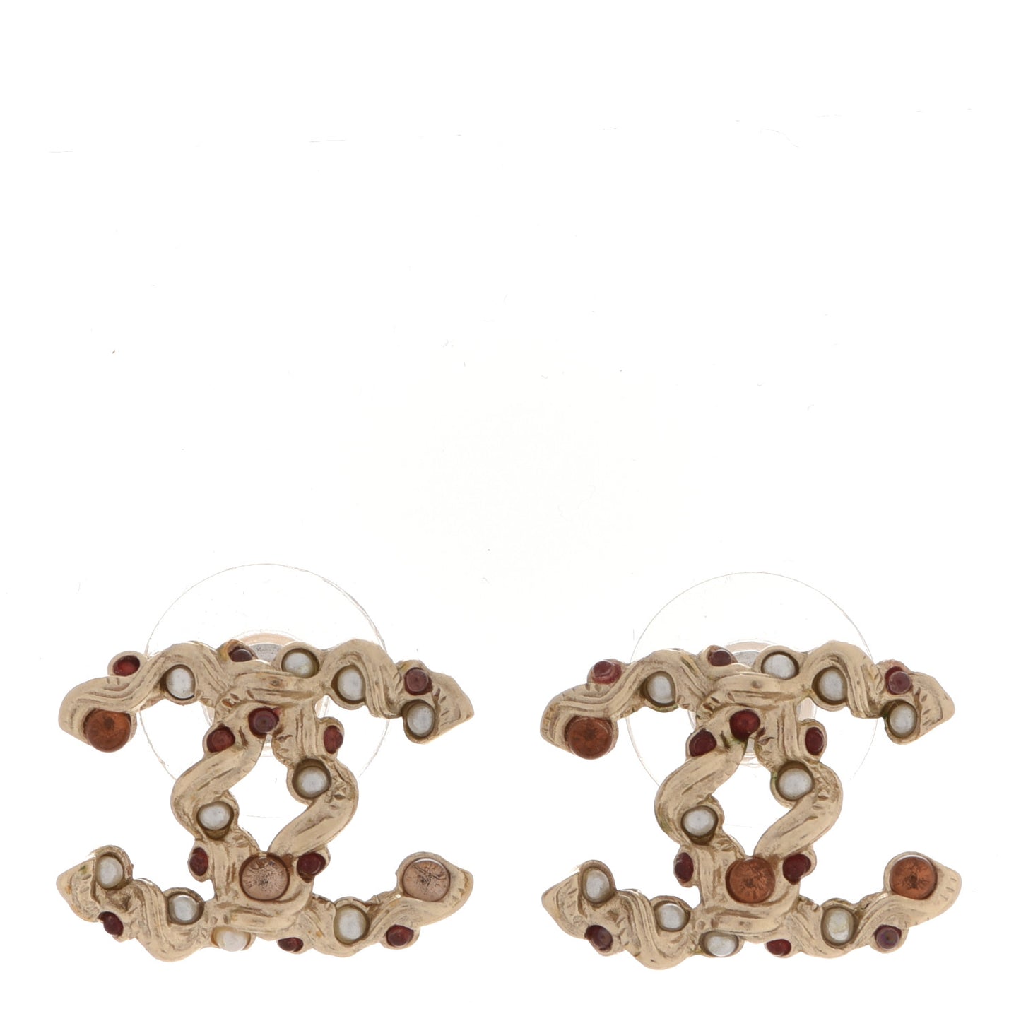 Pearl Crystal CC Earrings Gold