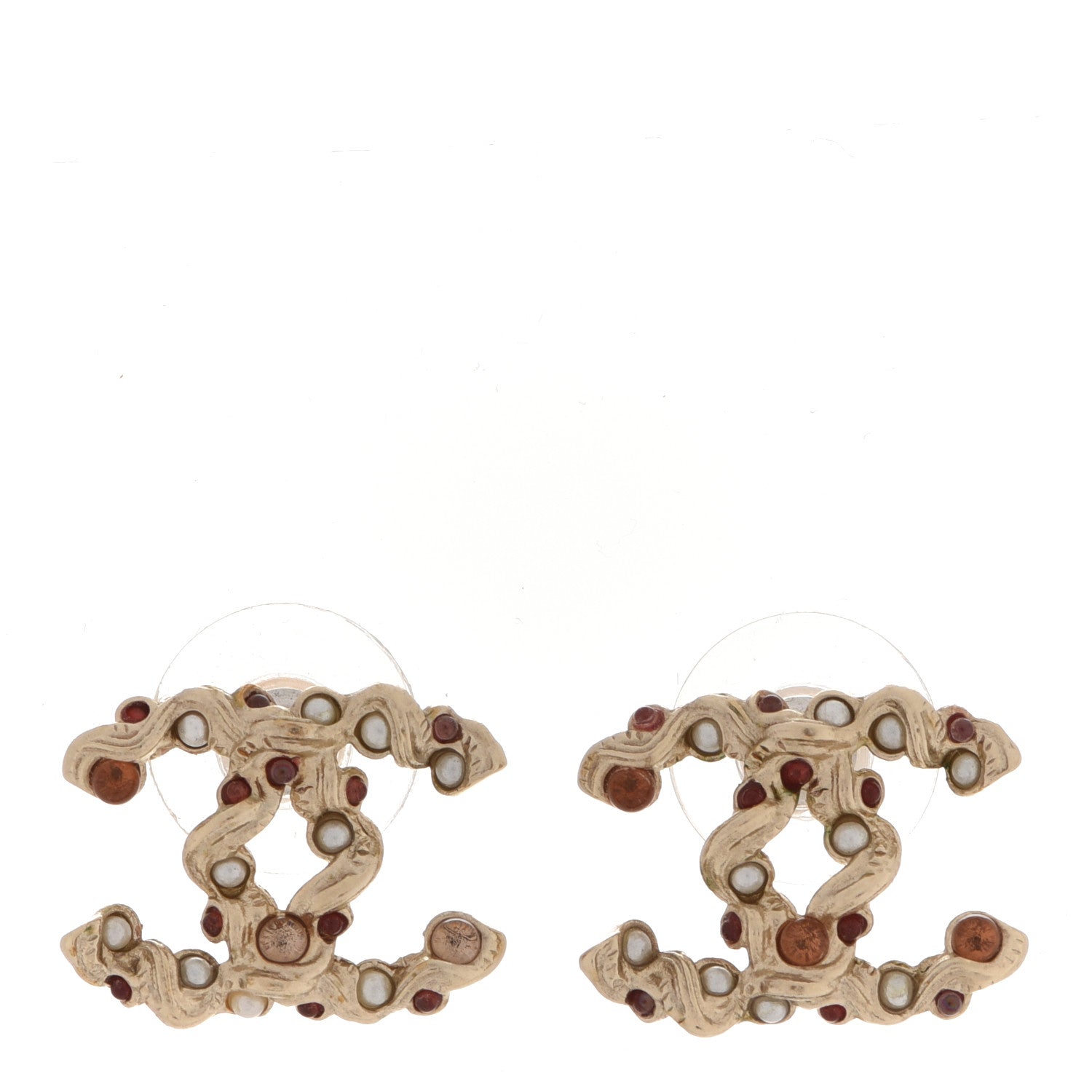 Chanel Pearl Crystal CC Earrings Gold 1 of 4