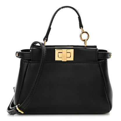 Fendi Nappa Micro Peekaboo Iconic Satchel Black 1 of 11
