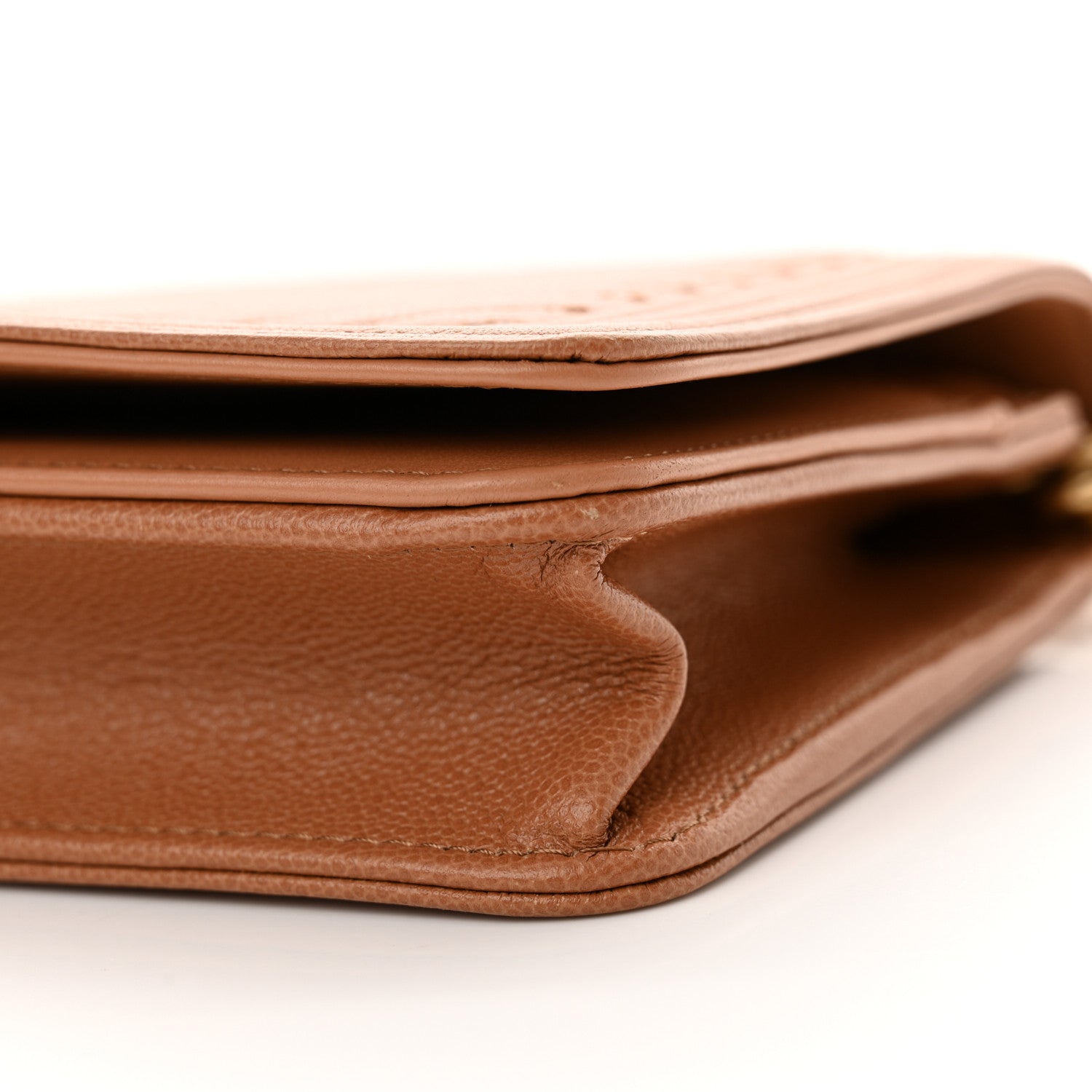 Chanel Caviar Chevron Quilted Boy Wallet On Chain WOC Dark Beige 11 of 12