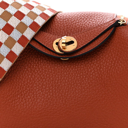 Hermes Taurillon Clemence Maxi Quadrille Mini Lindy 20 Cuivre Chai Nata Bleu Brume 9 of 12
