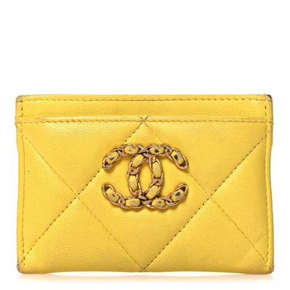 Chanel Lambskin Quilted Chanel 19 Card Holder Yellow 1 of 10