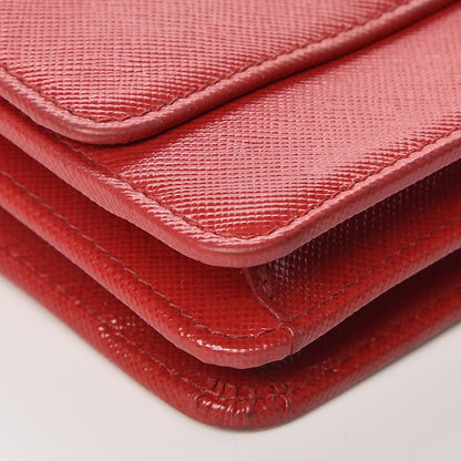 Prada Saffiano Metal Flap Wallet With Strap Fuoco 5 of 20